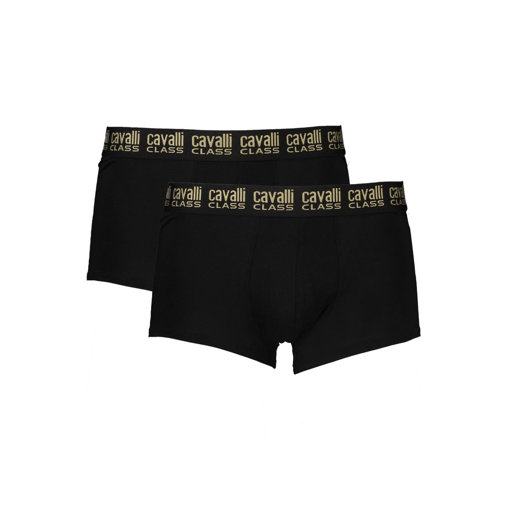 Black cotton men's boxer underwear pair from Cavalli Class, featuring a comfortable fit and classic design.
