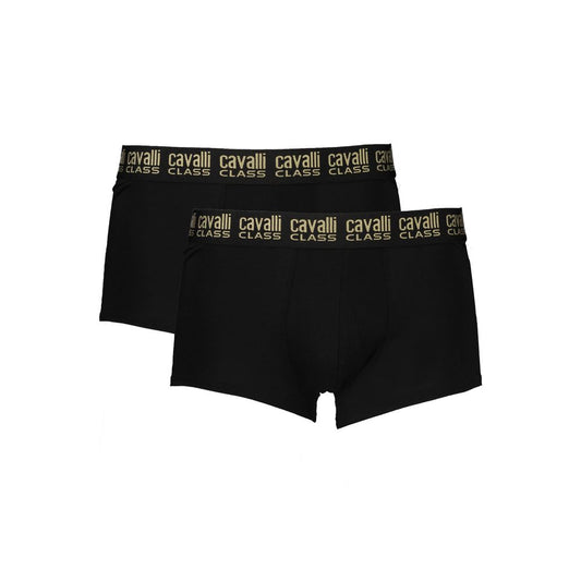 Cavalli Class Black Cotton Men's Boxer Underwear Pair Cavalli Class
