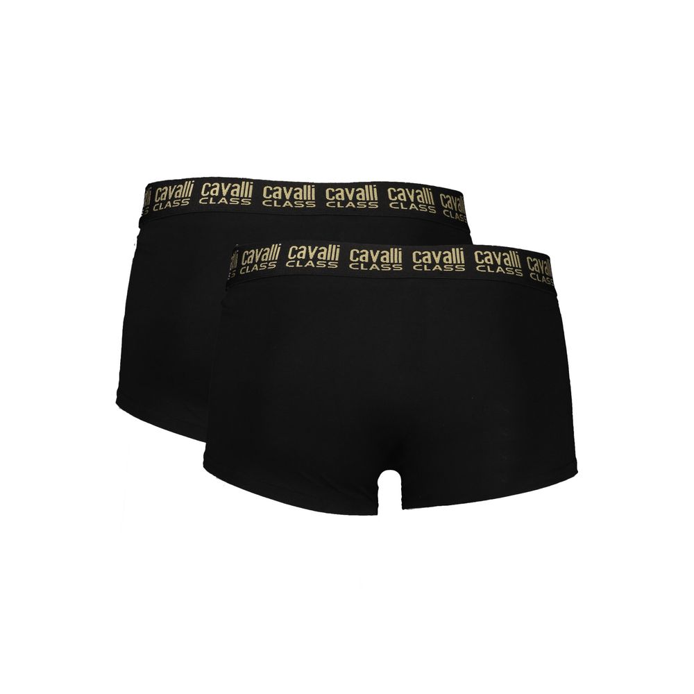 Black cotton men's boxer underwear pair by Cavalli Class, featuring comfortable fit and classic design.