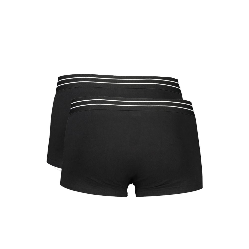 Black cotton men's boxer briefs by Cavalli Class, featuring a comfortable fit and sleek design.