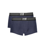 Blue cotton men's boxer briefs by Cavalli Class with a comfortable waistband and sleek design.