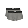 Cavalli Class gray cotton men's boxer underwear with elastic waistband and logo detail, comfortable and breathable undergarment.