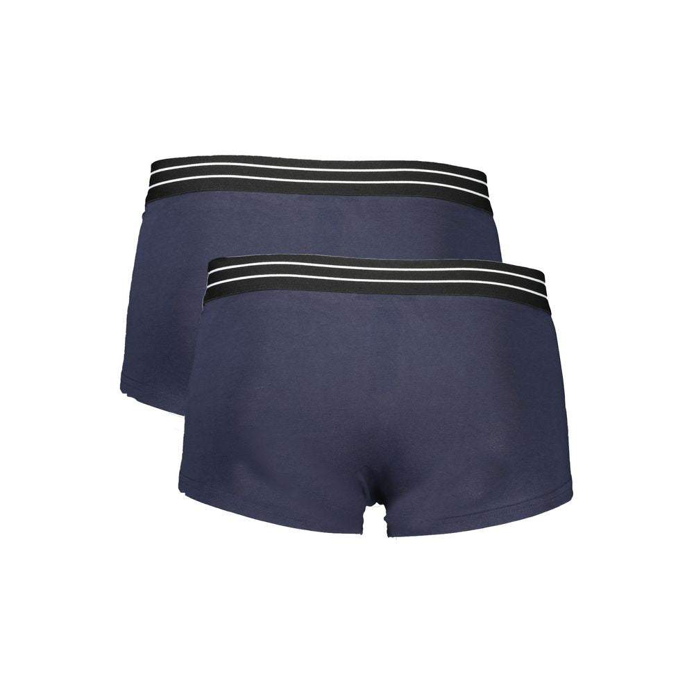 Blue cotton men's boxer briefs by Cavalli Class, featuring comfortable fit and branded waistband.