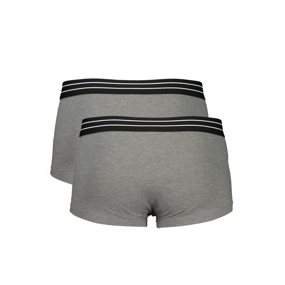 Gray Cavalli Class cotton men's boxer underwear with elastic waistband and logo detail, comfortable and stylish for everyday wear.