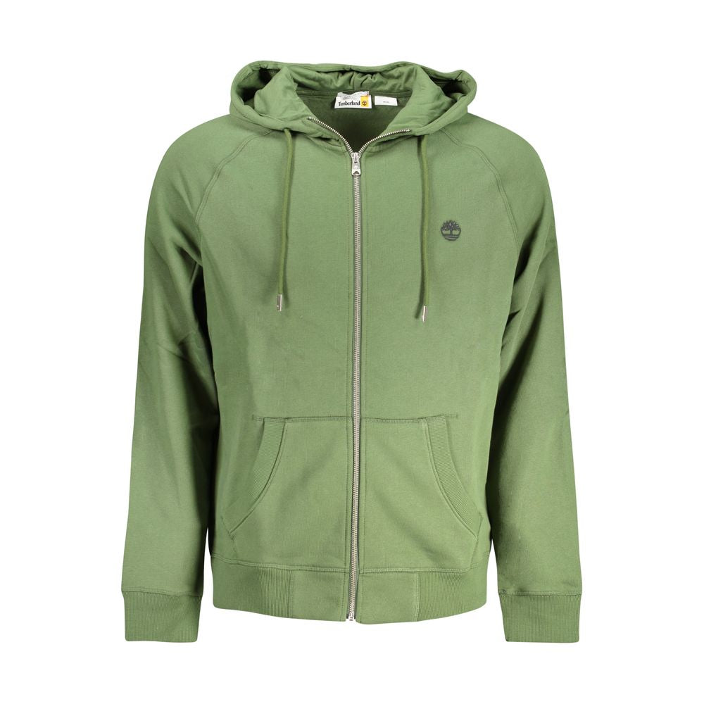 Timberland Verde cotton men's sweatshirt in green with crewneck and long sleeves, casual and comfortable apparel.