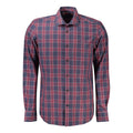 North Sails blue cotton men's shirt displayed flat, showcasing collar, buttons, and tidy stitching.