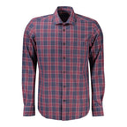 North Sails blue cotton men's shirt displayed flat, showcasing collar, buttons, and tidy stitching.