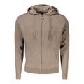 Norway 1963 men's brown nylon cardigan with button-up front and ribbed cuffs, stylish and warm knitwear.