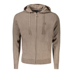 Norway 1963 men's brown nylon cardigan with button-up front and ribbed cuffs, stylish and warm knitwear.