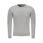 Cavalli Class Grigio Viscosa men's sweater showing a gray Viscosa fabric, crew neckline, and ribbed cuffs.