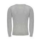 Cavalli Class Grigio Viscosa men's sweater featuring a soft knit fabric and classic fit, displayed on a hanger.
