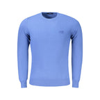 Cavalli Class Blu Viscosa men's sweater, navy blue knit with ribbed cuffs and neckline, stylish and comfortable casual wear.