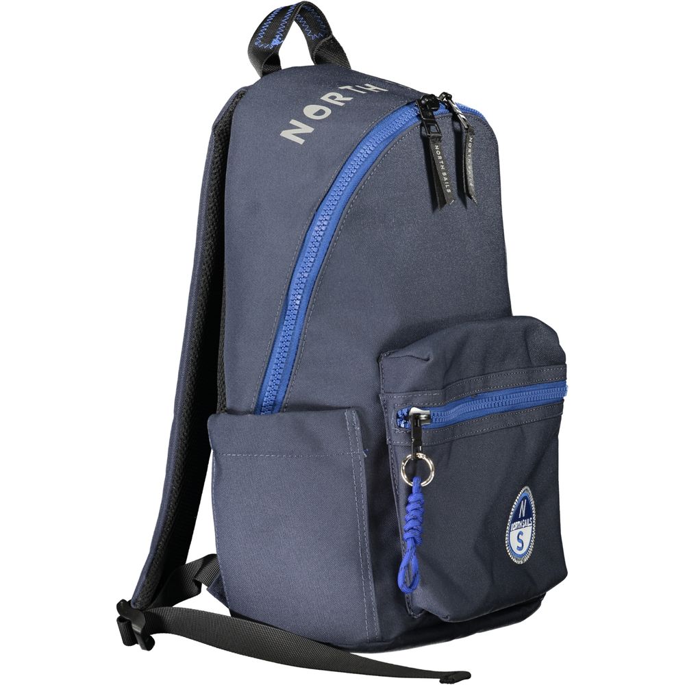 North Sails Blu polyester men's backpack with adjustable straps and multiple compartments, ideal for daily use and travel.