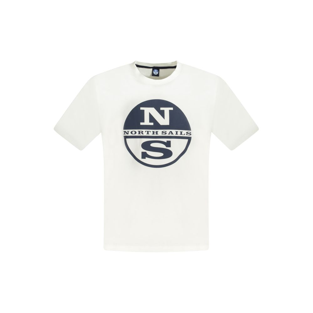 White North Sails men's cotton T-shirt with crew neck and short sleeves, displayed flat on a plain background.