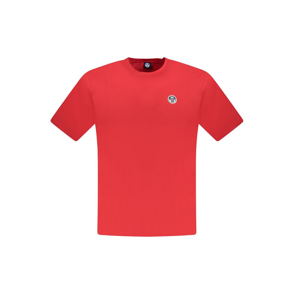 North Sails Rosso cotton men's T-shirt featuring a crew neck and short sleeves, in a vibrant red color.