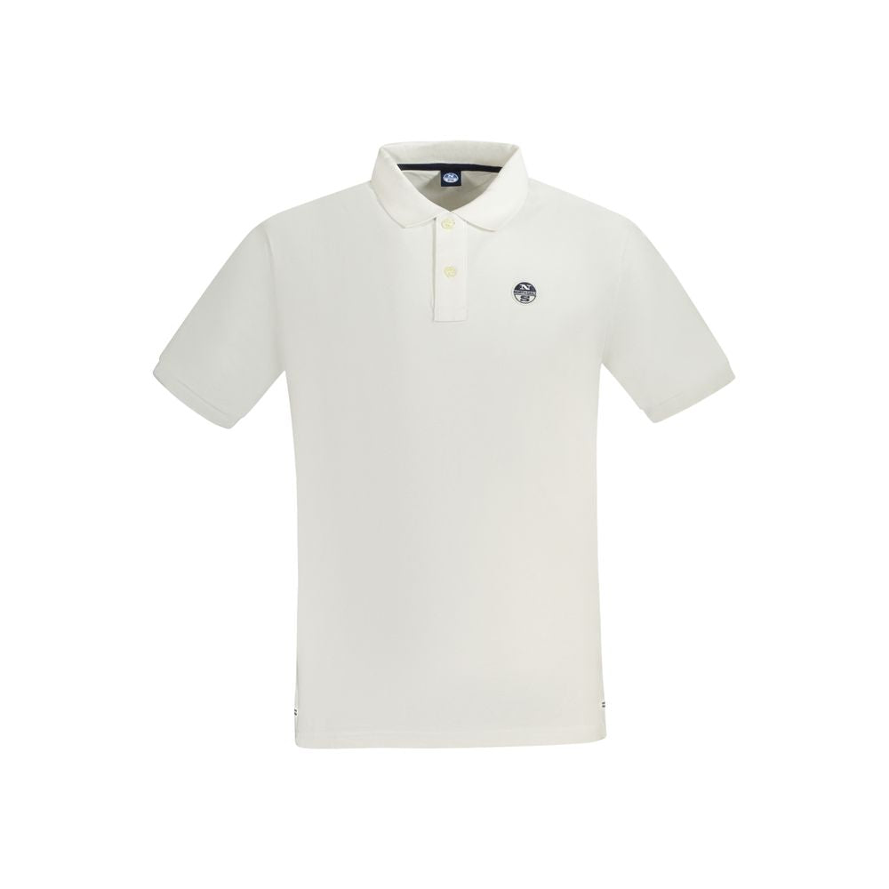 North Sails Bianco Cotton Men’s Polo shirt displayed on a model, featuring a classic fit with a collar and short sleeves.