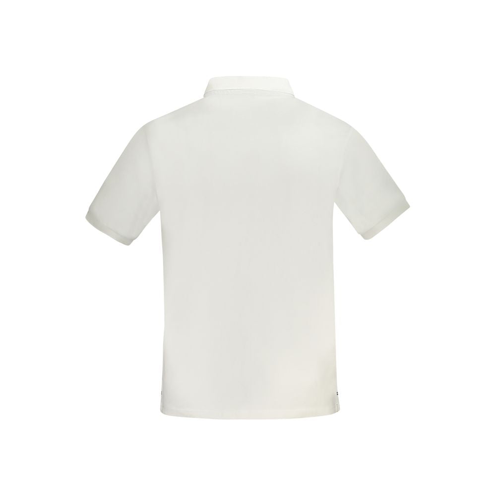 North Sails Bianco Cotton men's polo shirt displayed on a hanger, featuring a classic collar and short sleeves.