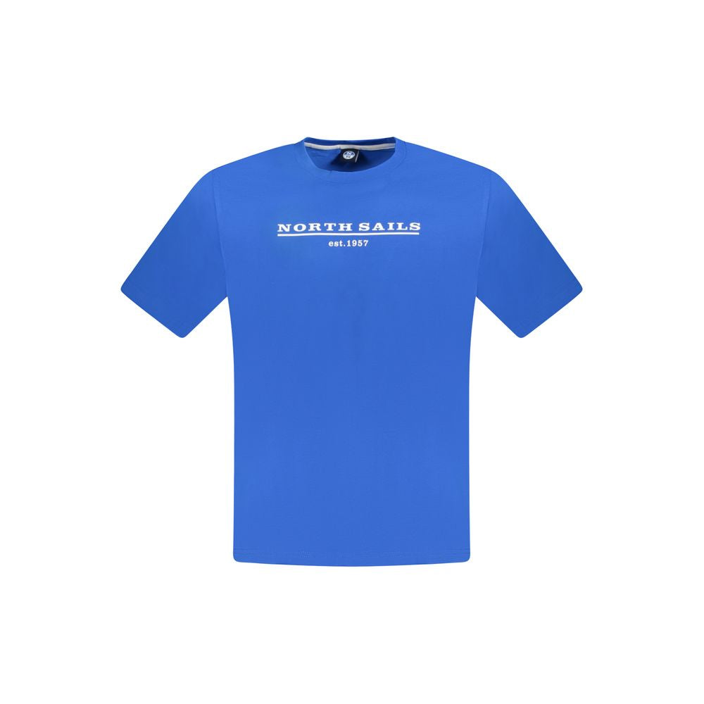 Blue cotton men's T-shirt from North Sails featuring a classic fit and crew neckline, displayed on a neutral background.