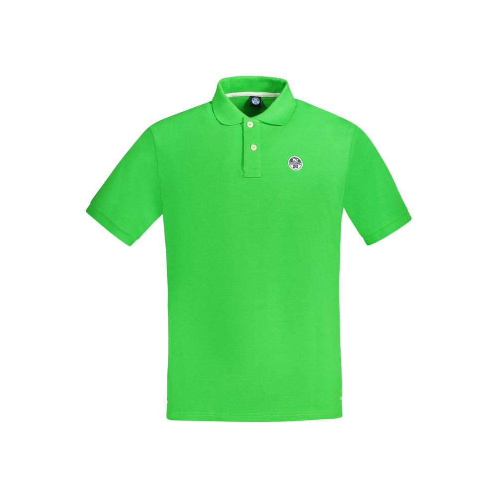 North Sails Verde Cotton Men’s Polo shirt, front view showing classic collar and short sleeves, in vibrant green color.