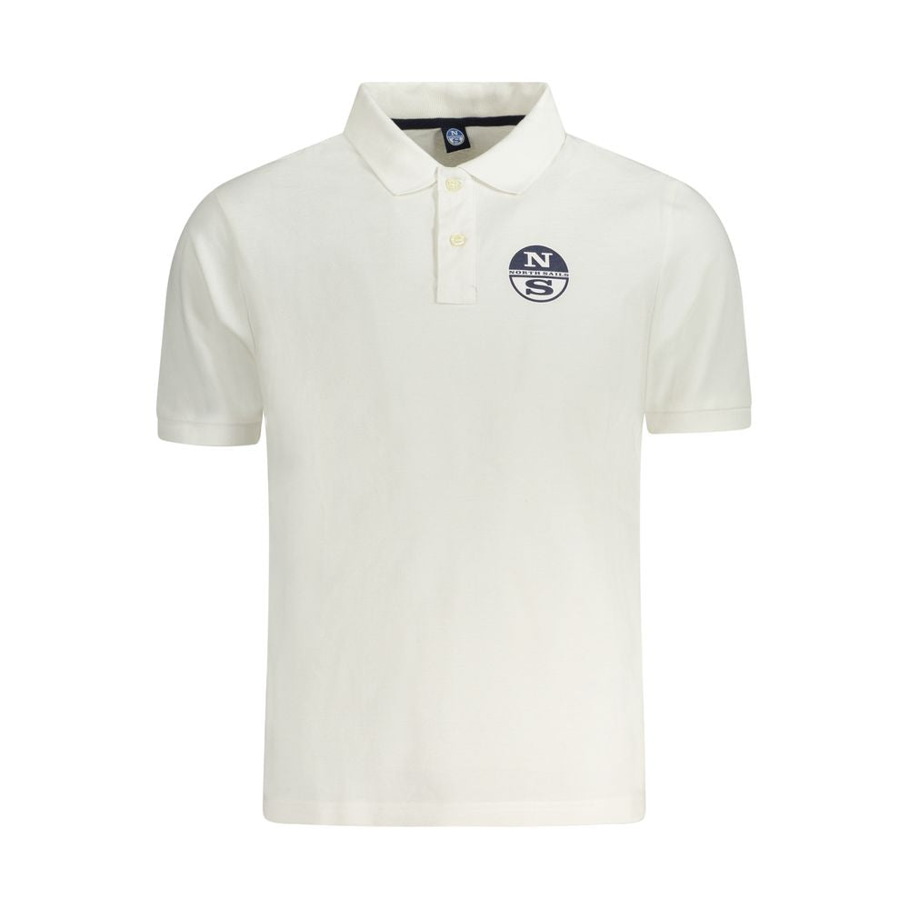 White cotton men's polo shirt by North Sails displayed flat with collar and buttons visible.