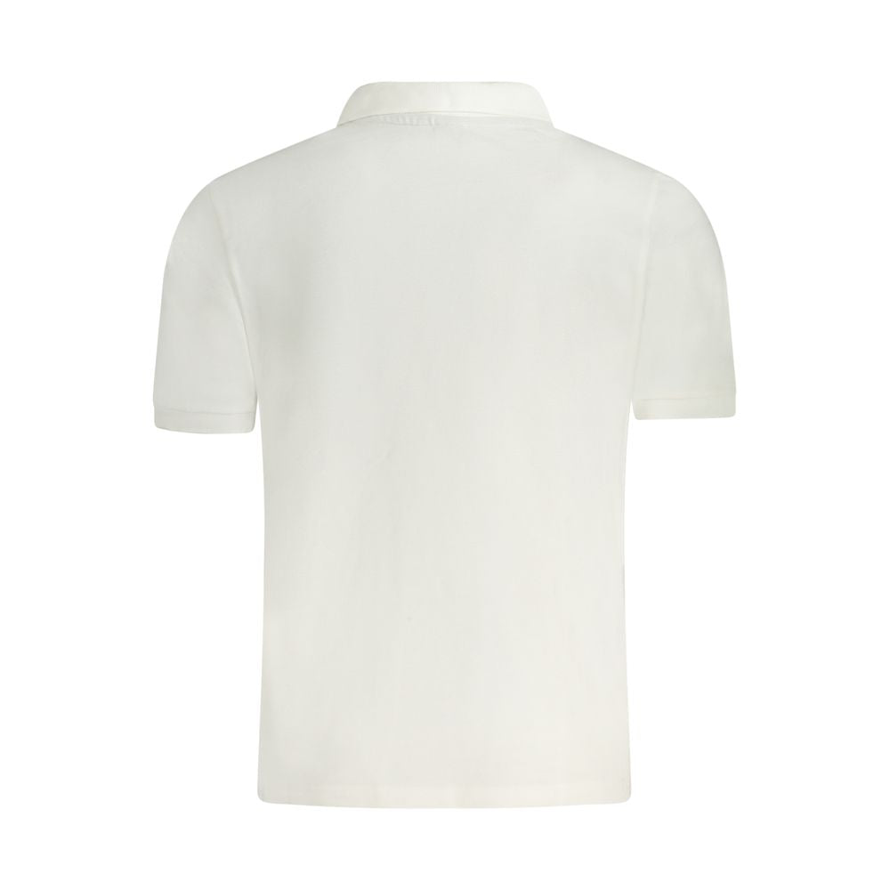 White North Sails cotton men's polo shirt with a classic collar and short sleeves, displayed on a neutral background.