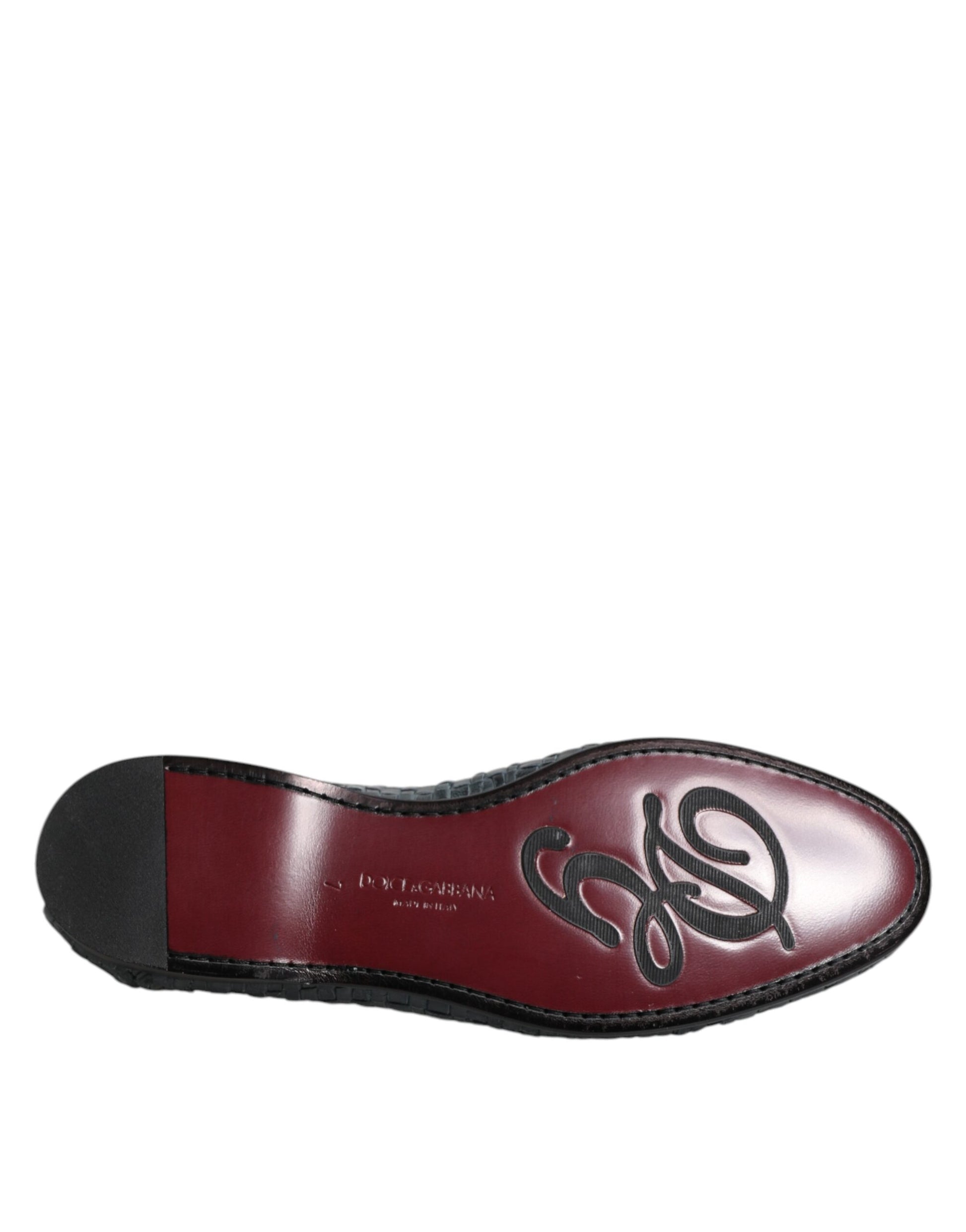Dolce & Gabbana Blue Woven Leather Slip On Loafers Shoes Dolce & Gabbana