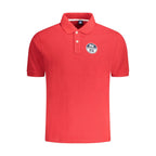 Red cotton men's polo shirt by North Sails, featuring a classic fit and brand logo on the chest.