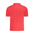 Red cotton men's polo shirt by North Sails, featuring a classic fit and collar, displayed on a plain background.