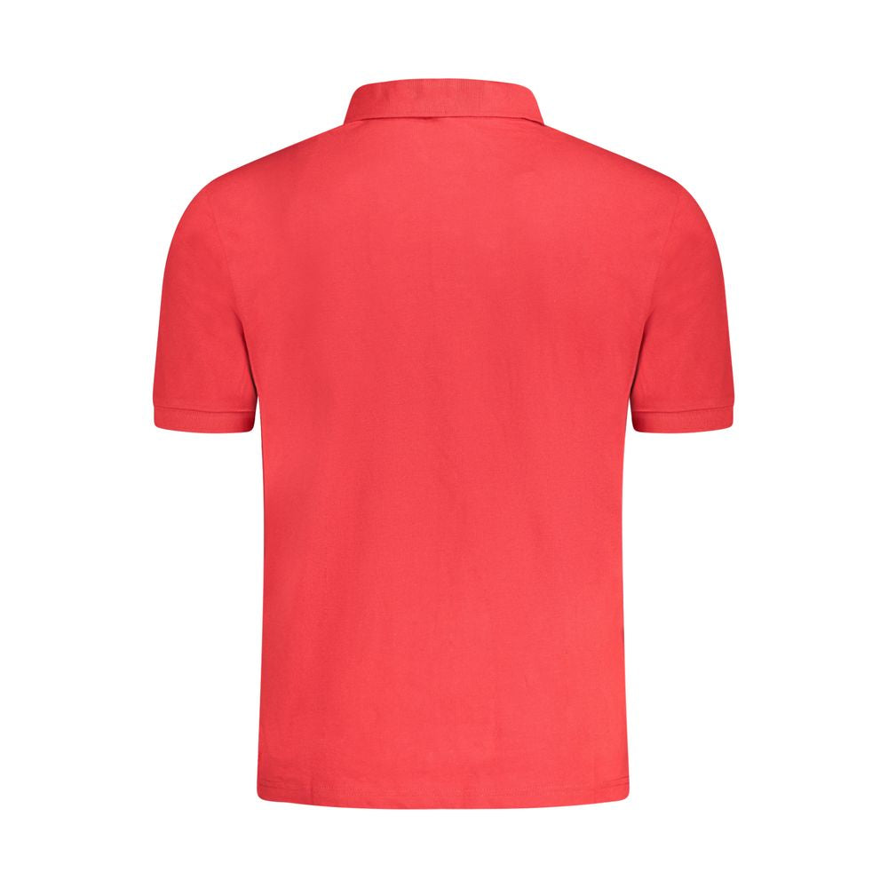 Red cotton men's polo shirt by North Sails, featuring a classic fit and collar, displayed on a plain background.