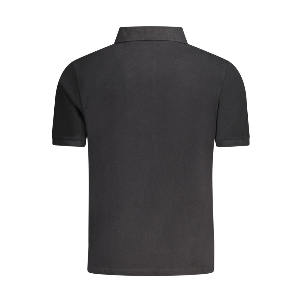 Black North Sails cotton men's polo shirt displayed on a mannequin, showcasing a classic collar and short sleeves.