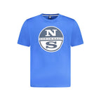 North Sails blue cotton men's T-shirt displayed flat with short sleeves and crew neck, casual and comfortable style.