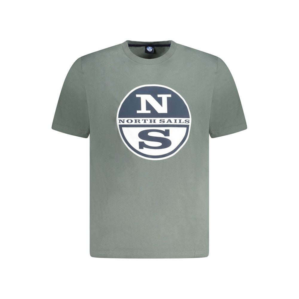 North Sails Verde cotton men's T-shirt shown in a natural stance, featuring a classic crew neck and short sleeves.