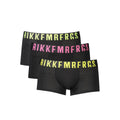 Black polyester men's boxer briefs by Bikkembergs featuring a snug fit and comfortable waistband.