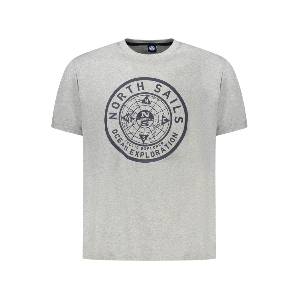 North Sails Grigio Cotton Men's T-Shirt, front view showing crew neck and soft fabric, casual style for everyday wear