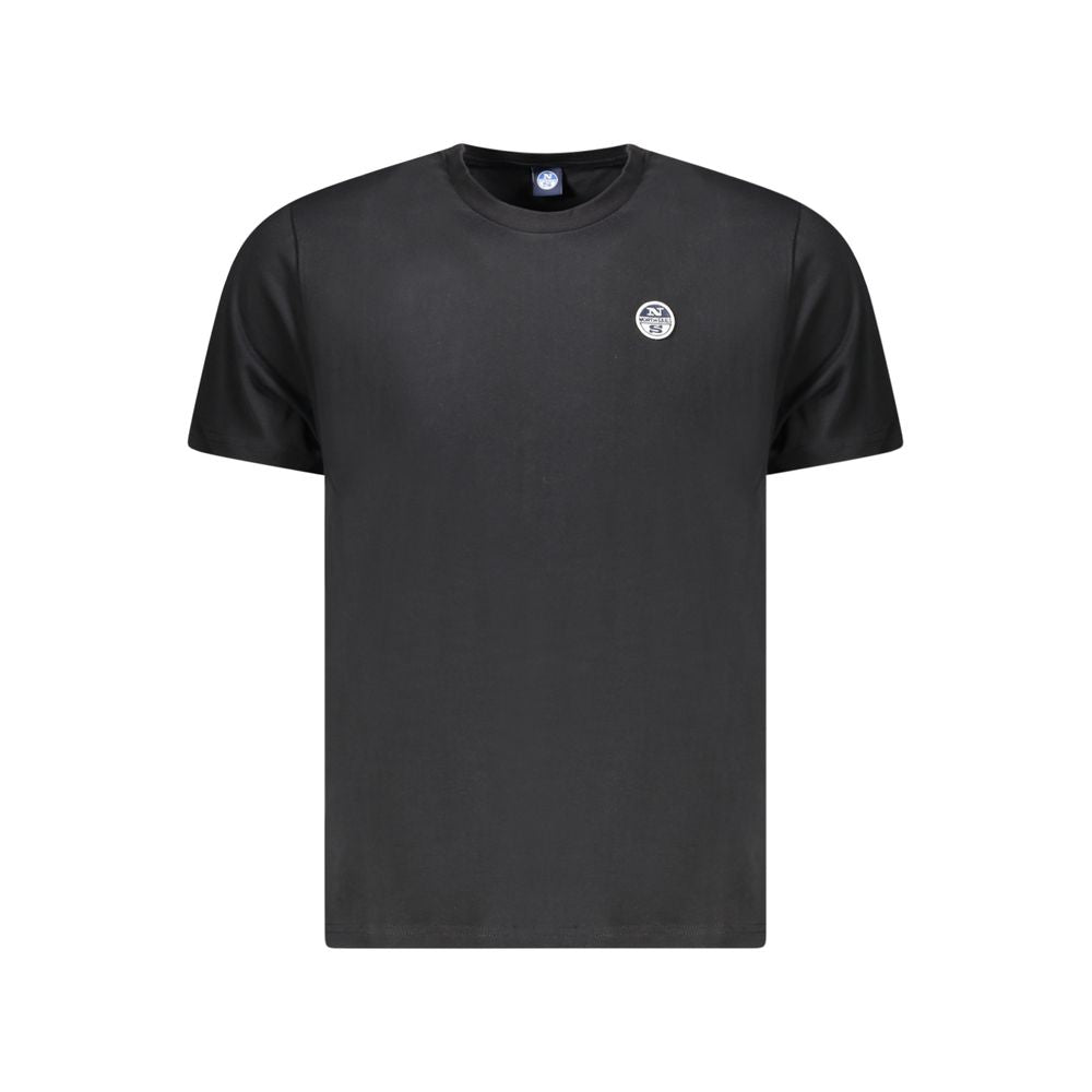 Black North Sails cotton men's T-shirt with round neckline and short sleeves, casual and comfortable daily wear.