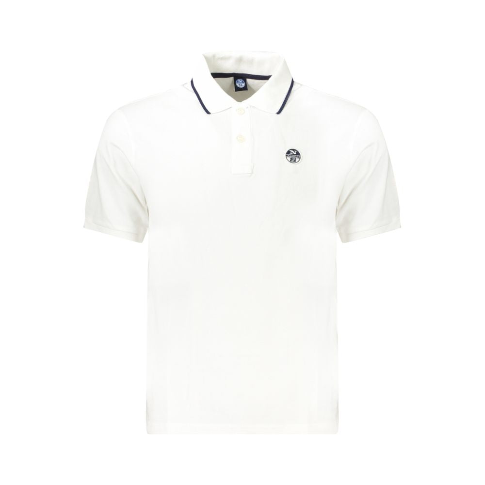 White North Sails cotton men's polo shirt with a classic collar and short sleeves, displayed on a plain background.