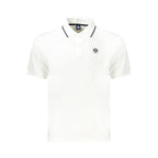 White North Sails cotton men's polo shirt with a classic collar and short sleeves, displayed on a plain background.