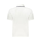 White cotton men's polo shirt by North Sails, featuring a classic collar and short sleeves, displayed on a hanger.