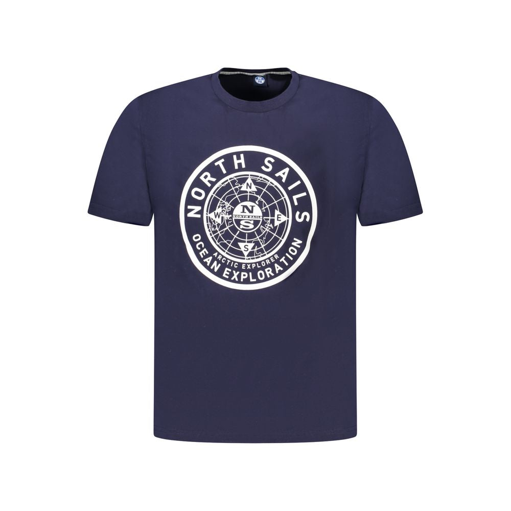 Blue cotton men's T-shirt by North Sails featuring a classic fit and crew neckline, displayed flat on a white background.