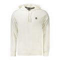 North Sails white cotton men's hooded sweatshirt with front pocket and drawstring hoodie, casual and comfortable clothing.
