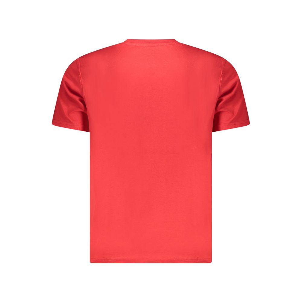 Red cotton men's T-shirt by North Sails with a classic crew neckline and short sleeves, displayed on a plain background.