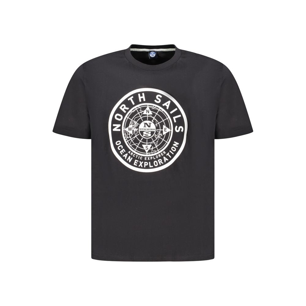 Black North Sails men's cotton T-shirt with crew neckline, casual fit, and logo detail on the front.
