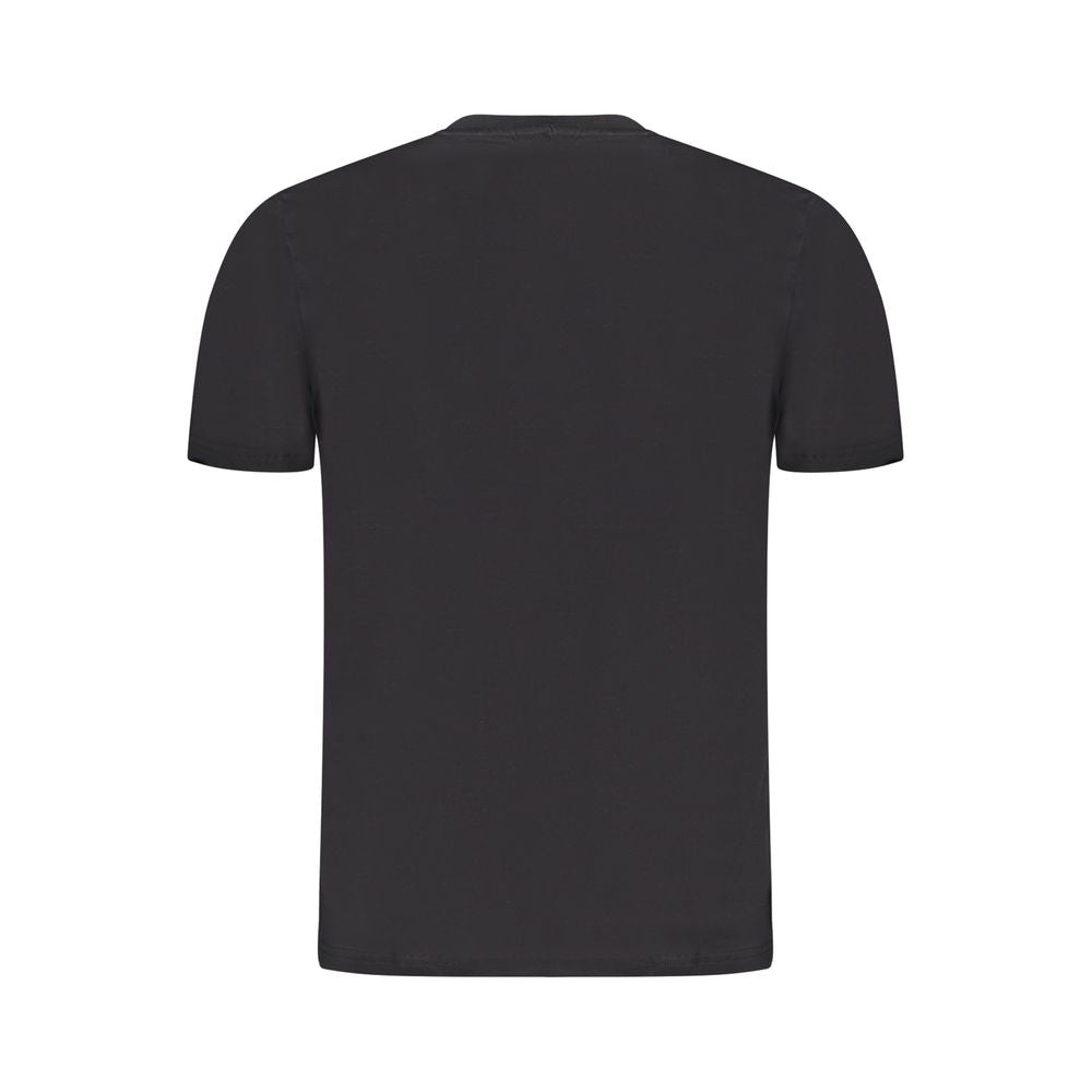 Black North Sails men's cotton T-shirt with crew neck and short sleeves, displayed flat on a white background.