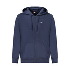 Tommy Hilfiger blue cotton men's hooded sweatshirt with front pocket and logo detail, casual and comfortable apparel.
