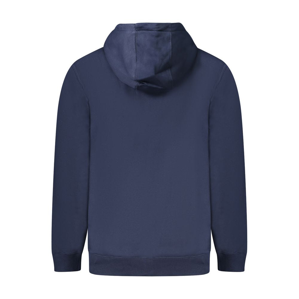 Tommy Hilfiger blue cotton men's hooded sweatshirt with front pocket and adjustable drawstrings