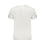White cotton men's T-shirt by Pepe Jeans, featuring a classic fit and crew neckline, displayed on a hanger.