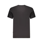 Black cotton men's T-shirt by Pepe Jeans, shown flat with short sleeves and crew neck, featuring subtle branding details.