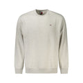 Tommy Hilfiger men's Grigio cotton sweatshirt with crew neck and long sleeves, casual fit, displayed on a hanger.