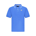 North Sails blue cotton men's polo shirt with collar and short sleeves, casual style, front button placket.