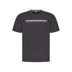 Black North Sails cotton men's T-shirt with crew neck and short sleeves, displayed flat on a white background.